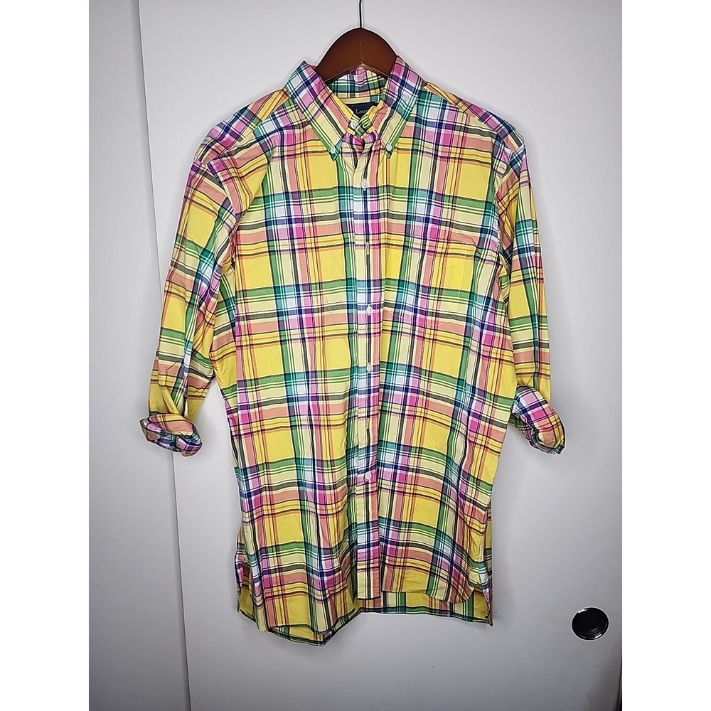 Vintage Ralph Lauren Men's Longsleeve Button-up Shirt  L Colorful Houndstooth